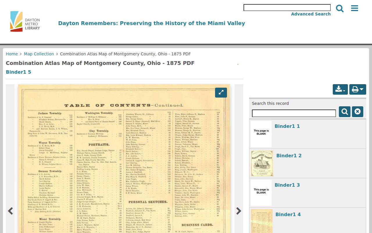 Trotwood city directory research using the 1875 Montgomery County atlas