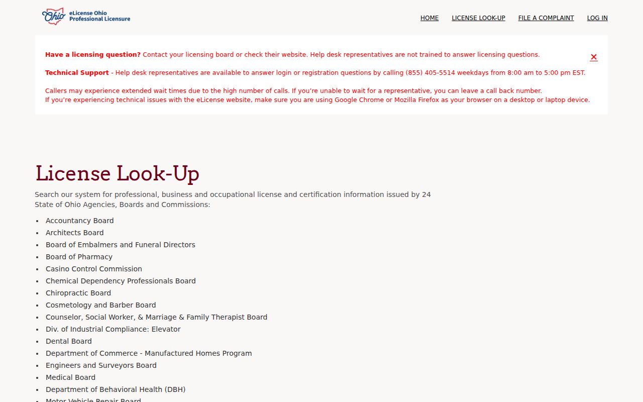 Trotwood residents directory Ohio professional license lookup