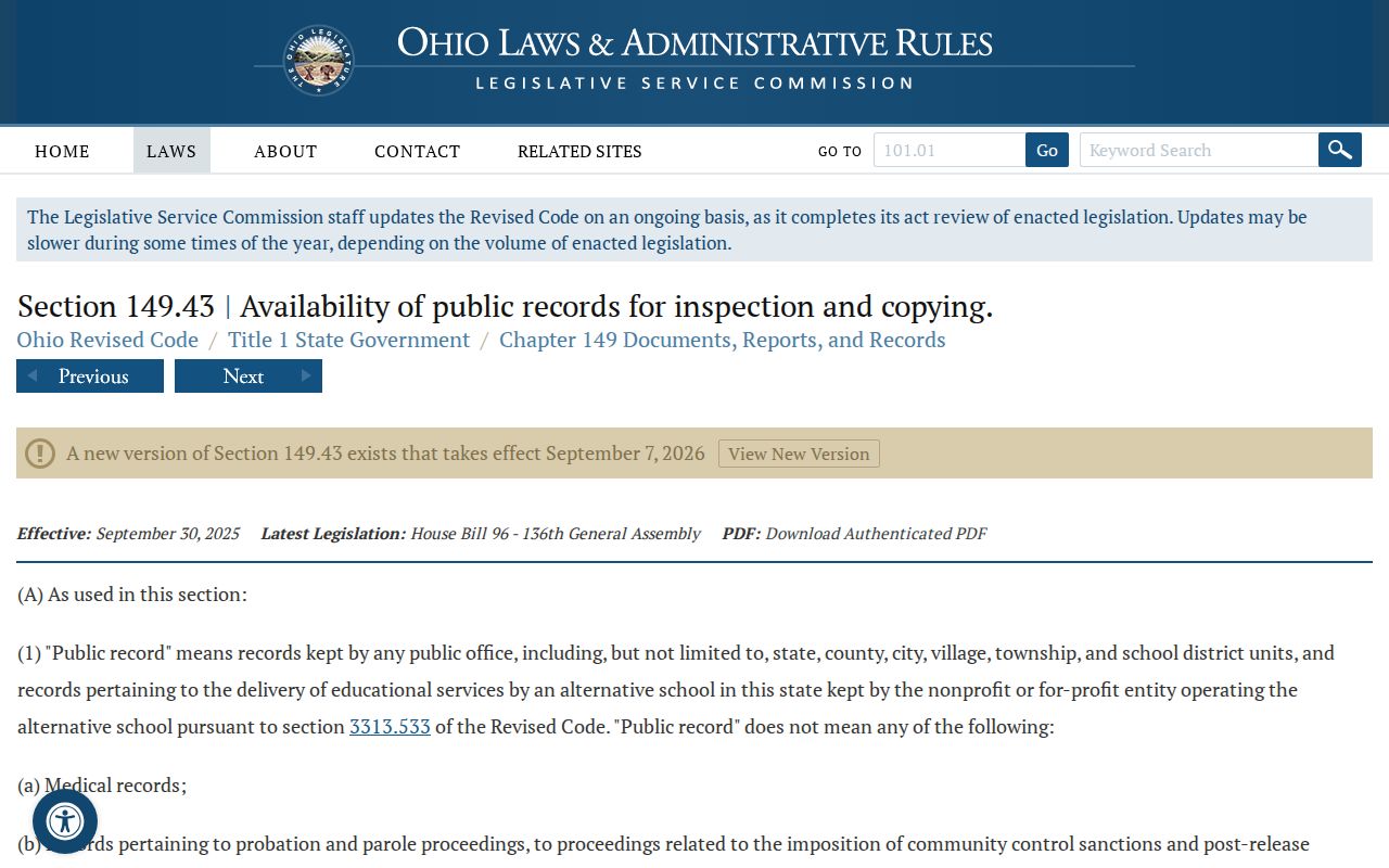 Trotwood residents directory Ohio Public Records Act source
