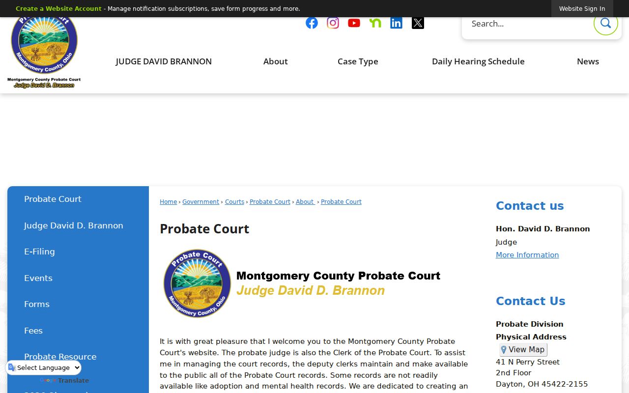Trotwood previous residents probate and estate records at Montgomery County Probate Court