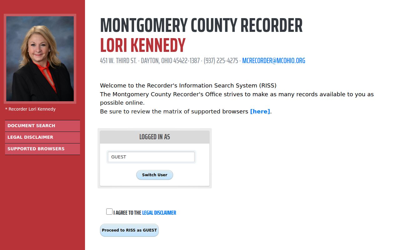 Trotwood street directory Recorder RISS deed search gateway