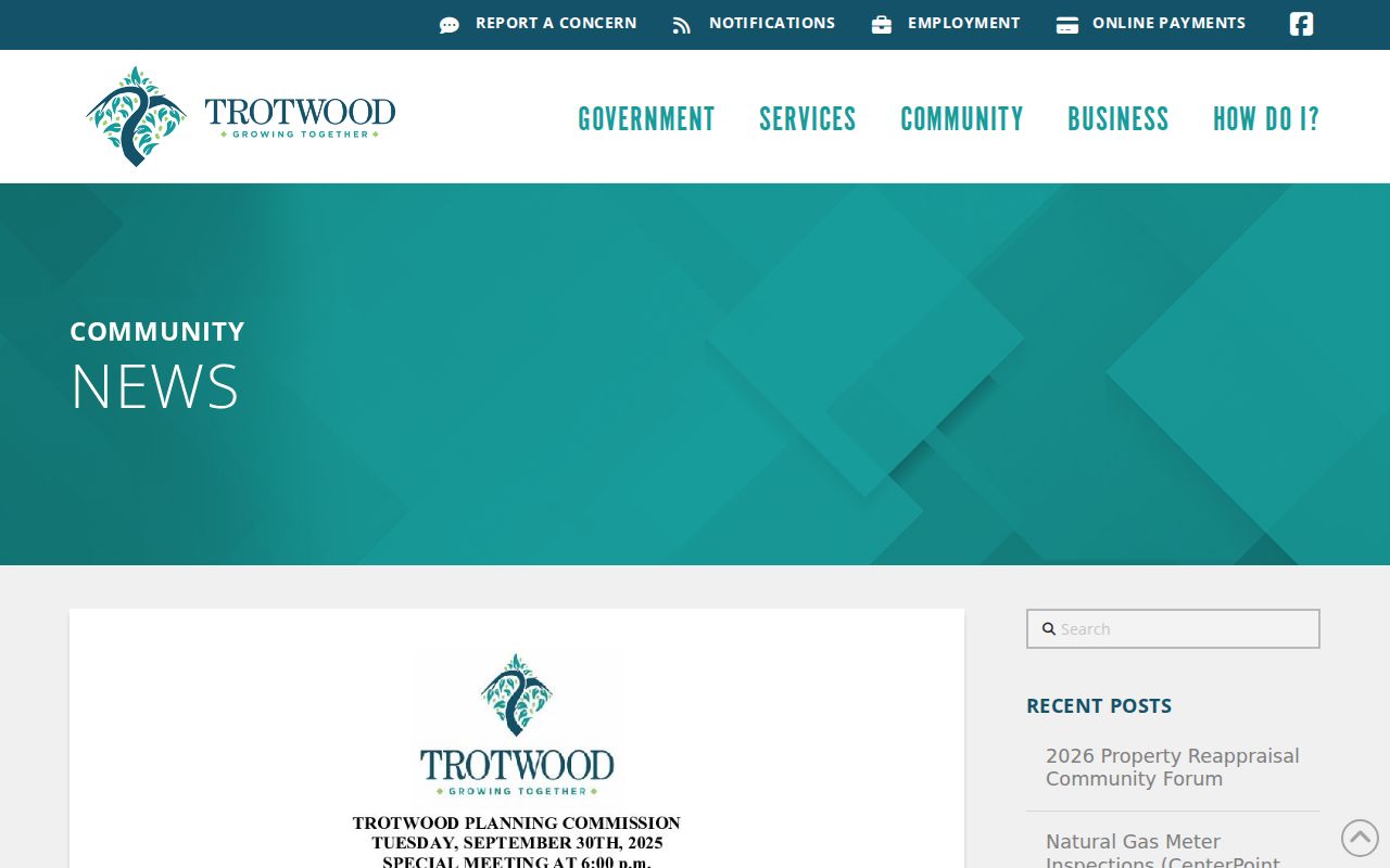 Trotwood ZIP code planning commission geography notice