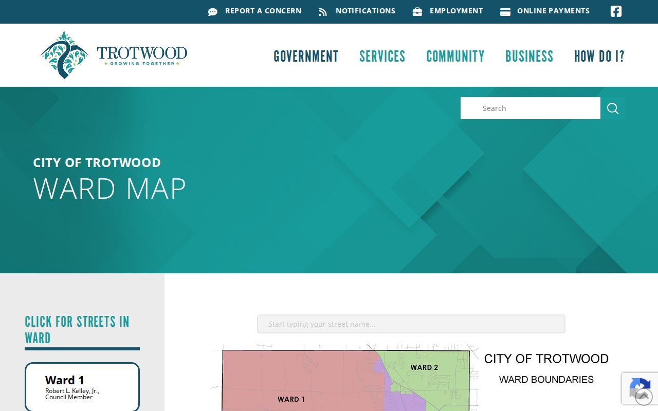 Trotwood ZIP code directory ward and street map